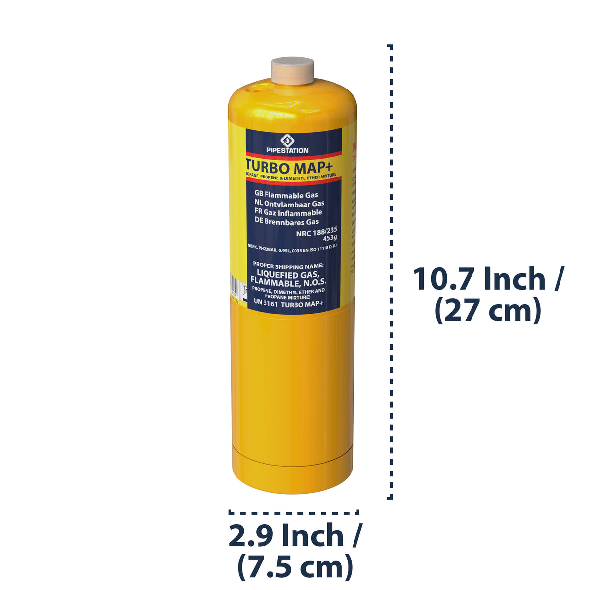 12x Map-Plus Gas Cylinder 453g - Plastic Plumb