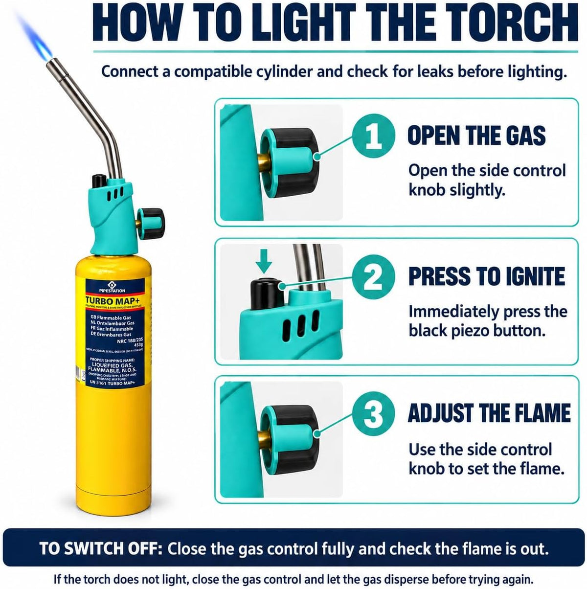 Blow Torch and 1x Mapp Gas Bottle - Gas Torch with Map Plus Pro Canister