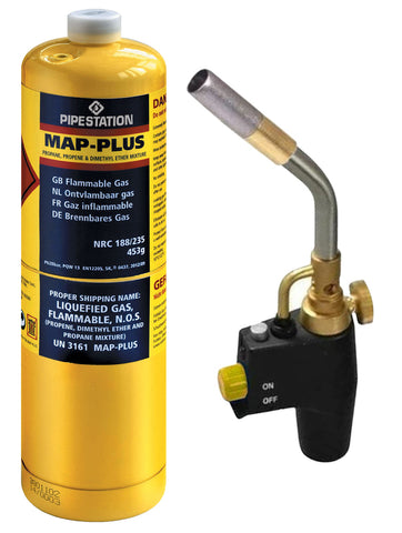 Super Total Fire Blow Torch and 1x Mapp Gas - Plastic Plumb