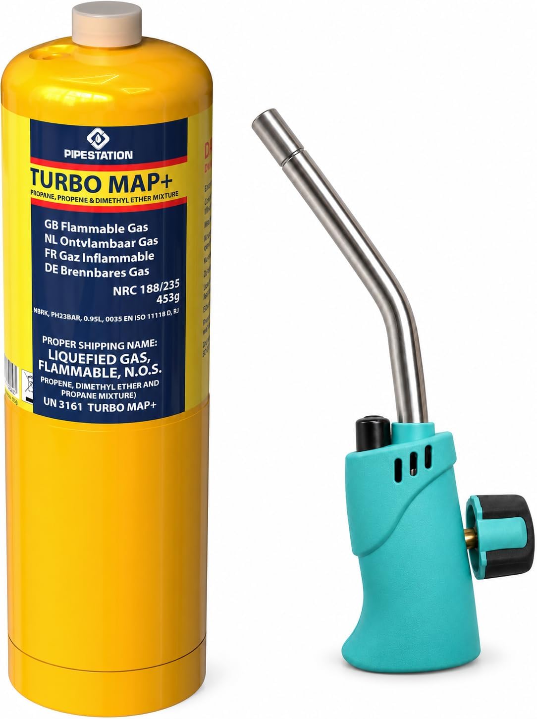 Blow Torch and 1x Mapp Gas Bottle - Gas Torch with Map Plus Pro Canister