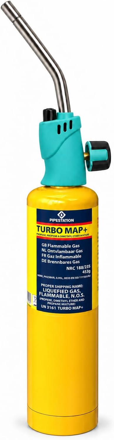 Blow Torch and 1x Mapp Gas Bottle - Gas Torch with Map Plus Pro Canister
