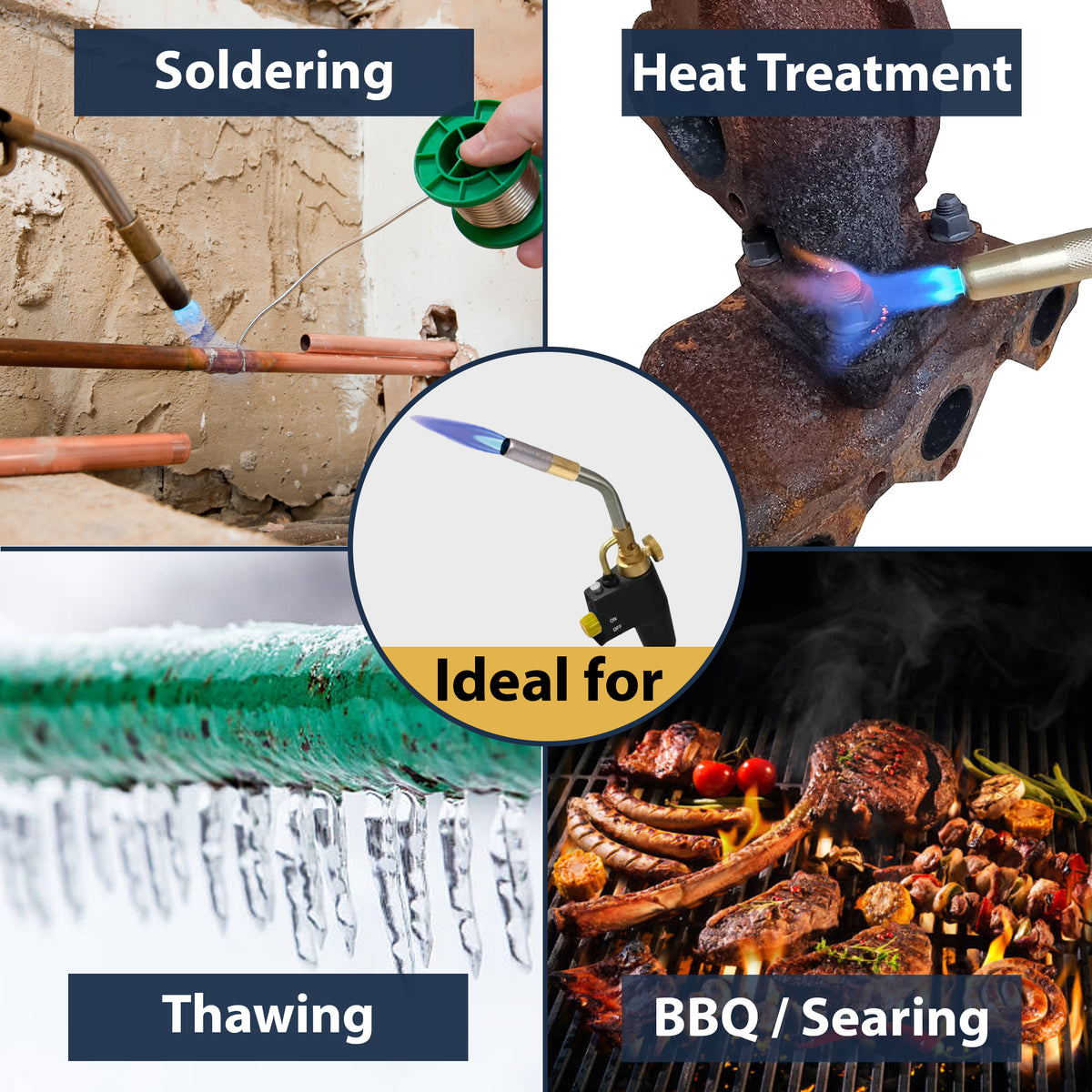 Super Total Fire Blow Torch and 2x Mapp Gas - Plastic Plumb